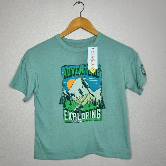 New Cat & Jack Boy Tee Color: Ocean Green Size: Black S (6/7) “Adventure - Picture 2 of 13